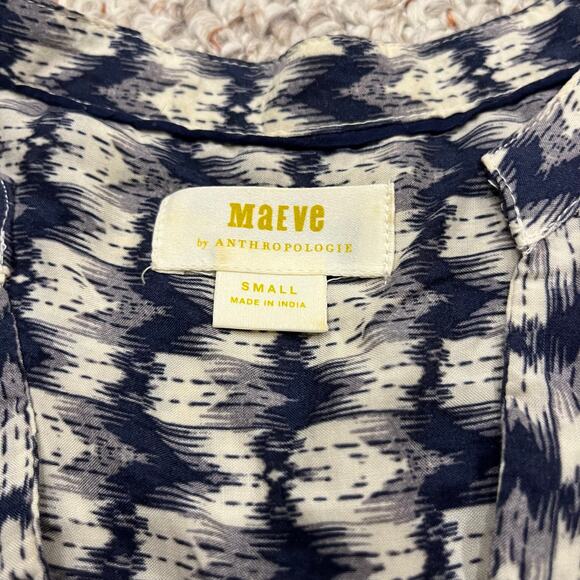 Maeve Anthropologie Sleeveless Button Front Blouse Sz S Abstract Artsy Career - Picture 2 of 6